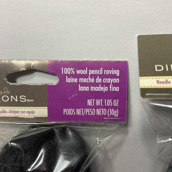 Dimensions FeltWorks Needle Felting Wool Roving Cool Blue Pencil Black 2 Packs - Picture 4 of 13